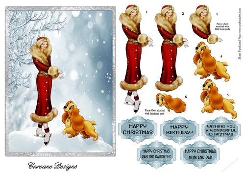 Come and Play - A5 card front with decoupage