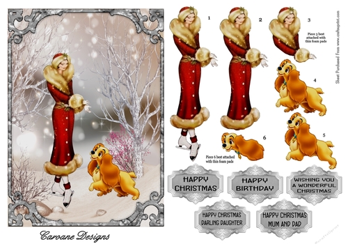 Enchanted Christmas - A5 card front with decoupage