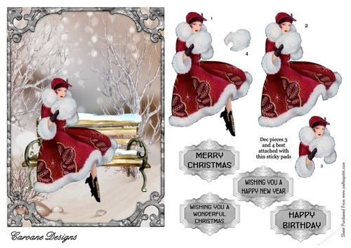 Wrap up Warm - A5 card front with decoupage