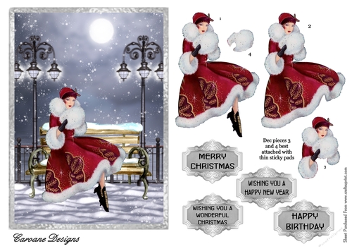 Waiting For Romance - A5 card front with decoupage
