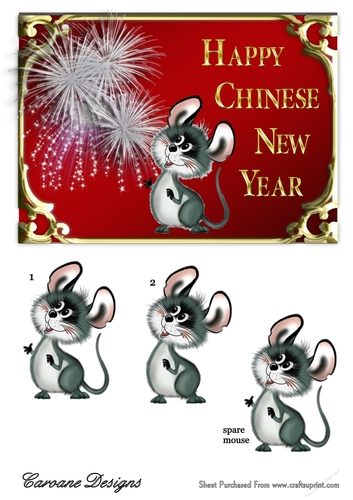 Chinese New Year 3 - A5 card front with decoupage.