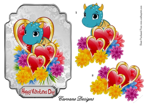 Please Be My Dragontine - A5 card front with decoupage