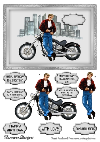 Rebel 1 - A5 card front with decoupage