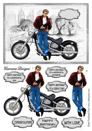 Rebel 2 - A5 card front with decoupage