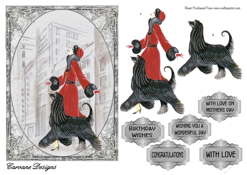 Lady in New York - A5 card front with decoupage