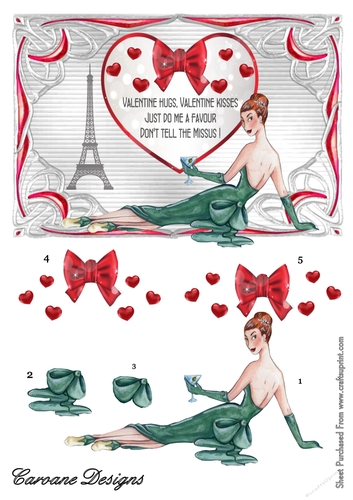 Cheeky Valentine - A5 card front with decoupage