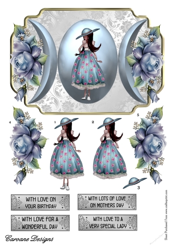 Pretty Little Missy - A5 card front with decoupage