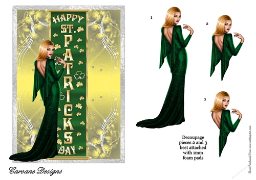 St. Patricks Day 2 - A5 card front with decoupage