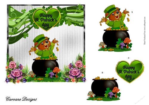 St. Patricks Day 3 - 6x6 inch card front with decoupage