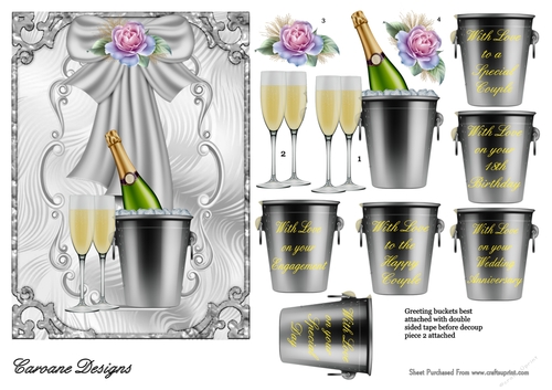 Celebrations 1 - 5x7 inch card front with decoupage