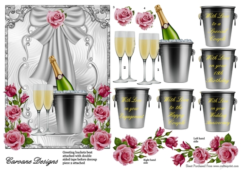 Celebrations 2 - 5x7 inch card front with decoupage