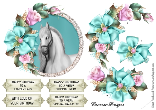 Pretty Pony - 6 inch circular topper with decoupage