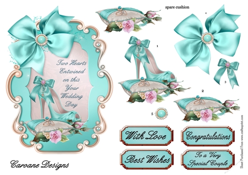 Wedding Shoes - 7x5 inch topper with decoupage
