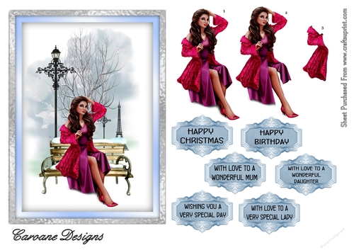 Paris -City of Romance - A5 card front with decoupage
