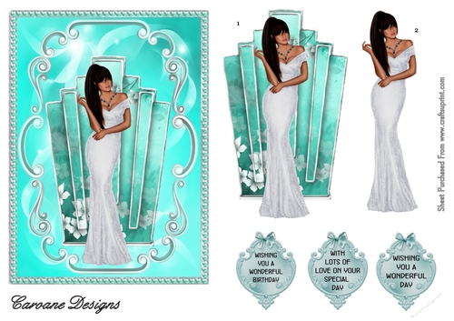 Deco Beauty White Blossom - A5 card front with decoupage