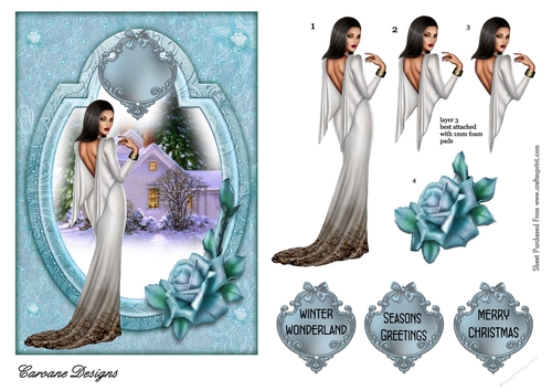 Elegant Christmas - A5 card front with decoupage