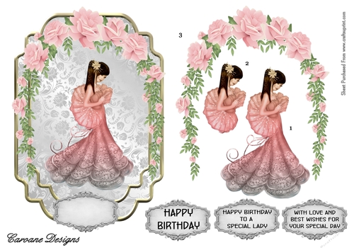 Pretty Geisha - 7x5 inch topper with decoupage
