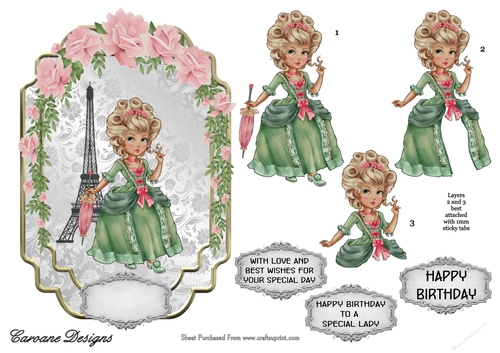Parisian Beauty - 7x5 inch topper with decoupage