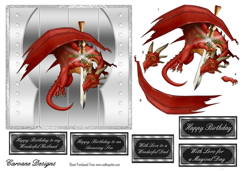 Guardian of the Sword - 6x6 inch card front with decoupage
