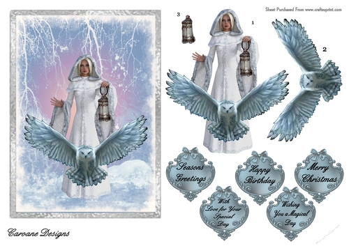 Mystical Christmas 3 - A5 card front with decoupage