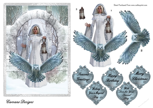 Mystical Christmas 4 - A5 card front with decoupage