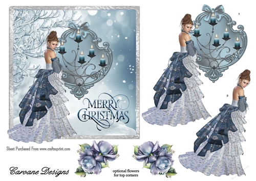 Christmas Beauty - 6x6 inch card front with decoupage
