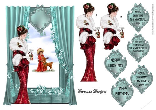 Christmas Innocence - A5 card front with decoupage