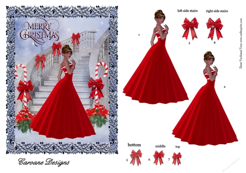 Stairway to Christmas 1 - 7x5 inch card front with decoupage