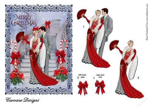 Stairway to Christmas 2 - 7x5 inch card front with decoupage