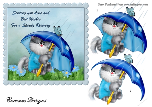 Get Well Soon - 6x6 inch card front with decoupage