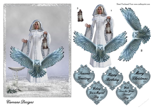 Mystical Christmas 9 - 7x5 inch card front with decoupage