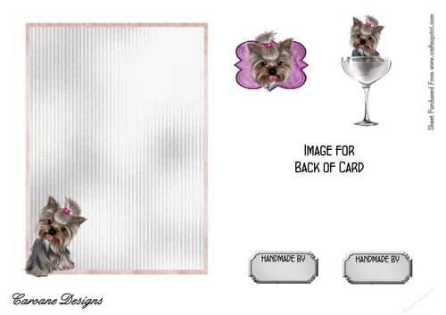 Matching blank insert for the design sheet - Yorkie in a Wine Glass