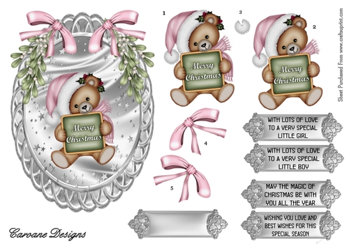 Pink and Silver Christmas 1 - Oval topper with decoupage