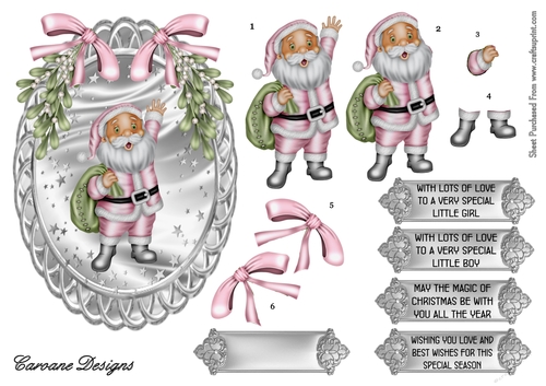 Pink and Silver Christmas 2 - Oval topper with decoupage