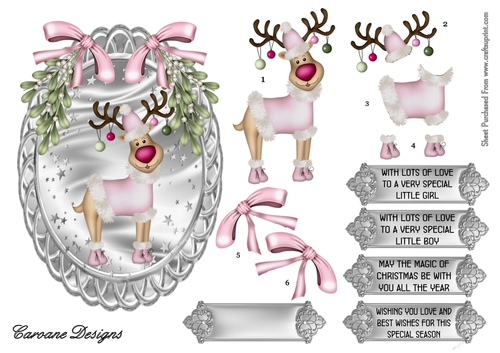 Pink and Silver Christmas 3 - Oval topper with decoupage
