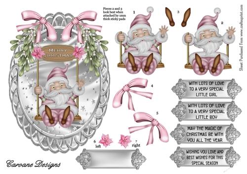 Pink and Silver Christmas 4 - Oval topper with decoupage