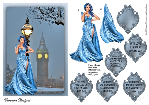 Midnight in London - A5 card front with decoupage