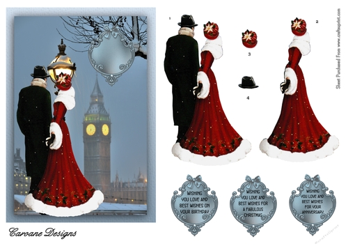 Love at Christmas 1 - A5 card front with decoupage