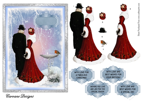 Love at Christmas 2 - A5 card front with decoupage