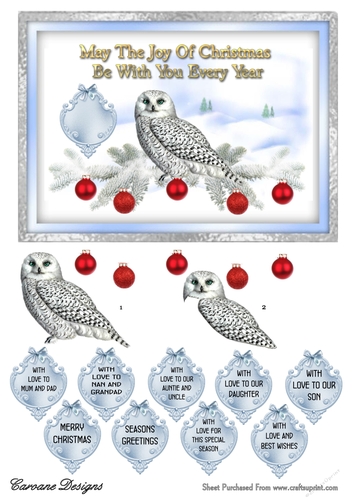 Twitters at Christmas 1 - A5 card front with decoupage