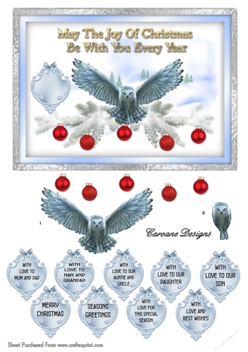 Twitters at Christmas 2 - A5 card front with decoupage