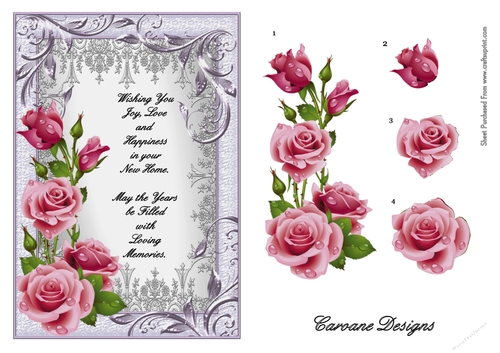 New Home 1 - A5 card front with decoupage