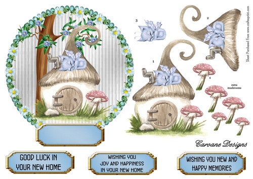 New Home 4 - 6 inch circular topper with decoupage