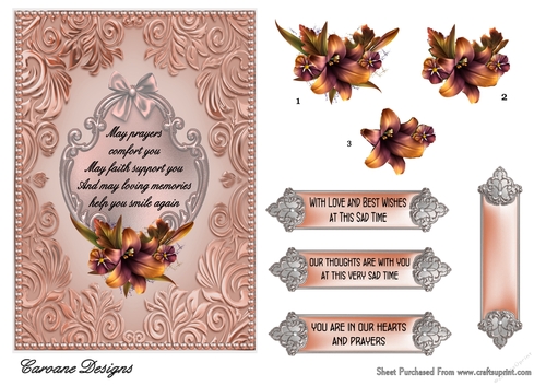 Sympathy 1 - A5 card front with decoupage