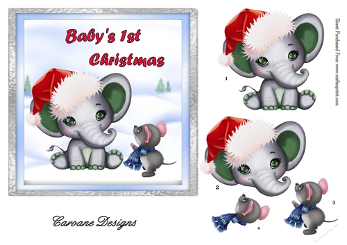 Babys 1st Christmas 2 - 7x7 inch card front with Decoupage