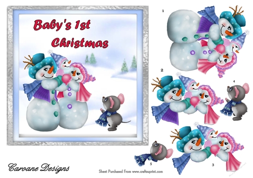 Babys 1st Christmas 3 - 7x7 inch card front with Decoupage