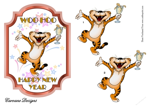 Celebrate Like Crazy - 5x7 inch card front with decoupage