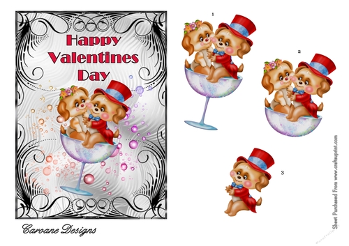 Love in a Wine Glass - A5 card front with decoupage
