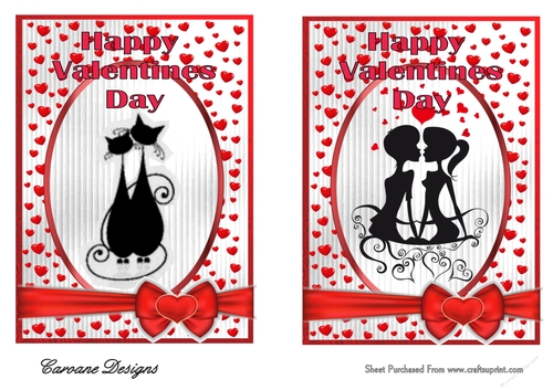 Valentine Silhouette 2 - Two A5 card fronts