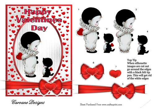 Kitty Love - 7x5 inch card front with decoupage